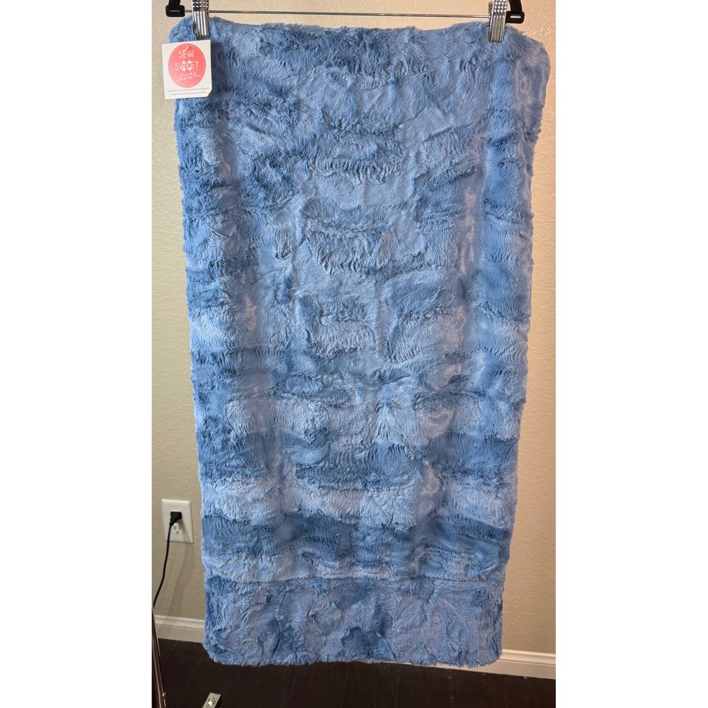 Sew Sweet Minky Designs Pillowcase Cover 19x34 Blue Textured Plush Swirl NEW